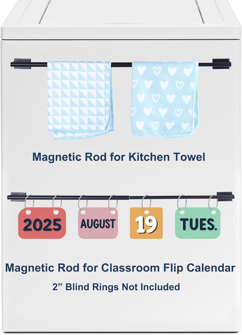 LEVOSHUA 18-31.5 Inches Magnetic Curtain Rod for Metal Door, Adjustable Magnetic Towel Bar Holder for Kitchen Refrigerator, Magnet Calendar Anchor Chart Rod for Whiteboard, Black 2 Pack - Image 3